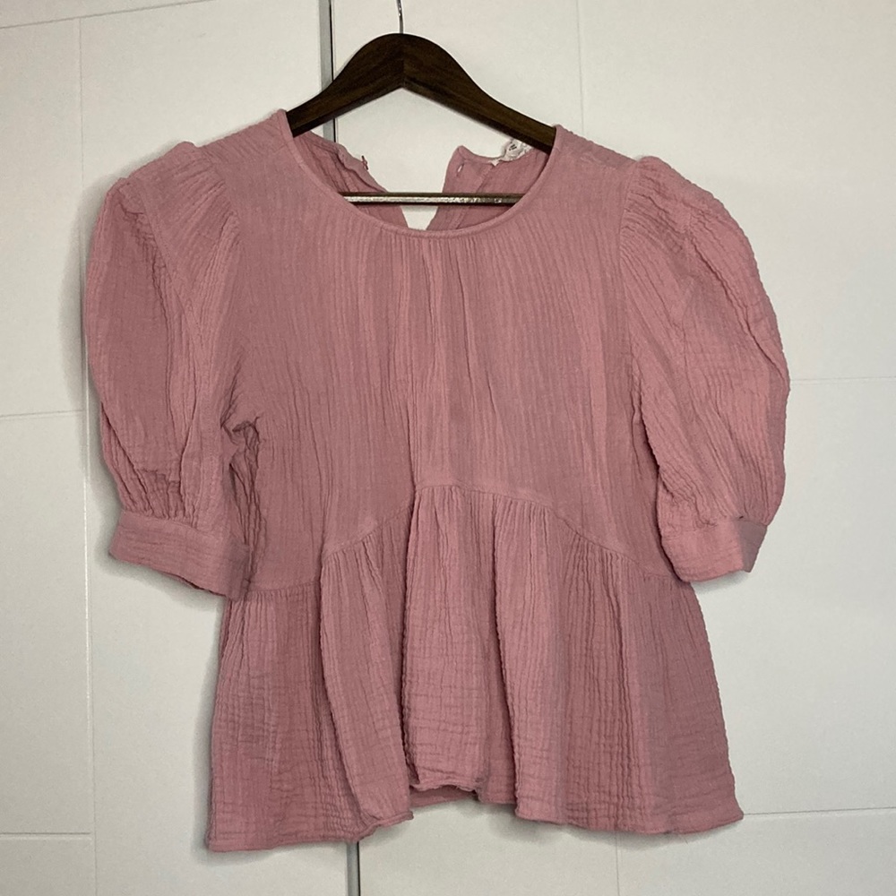 &Merci Pink Peplum Top, S